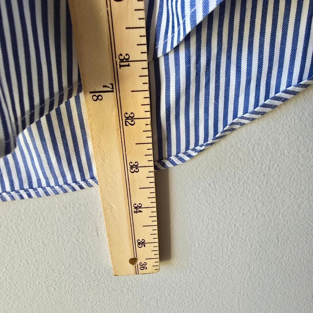 Ralph Lauren Yarmouth Button Down Shirt Mens Blue White Stripe 15.5 32/33 Cotton